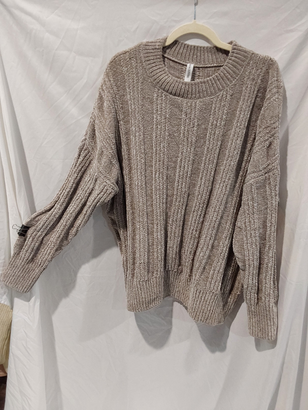 Zenana Outfitters Ribbed Crewneck Sweater - Taupe